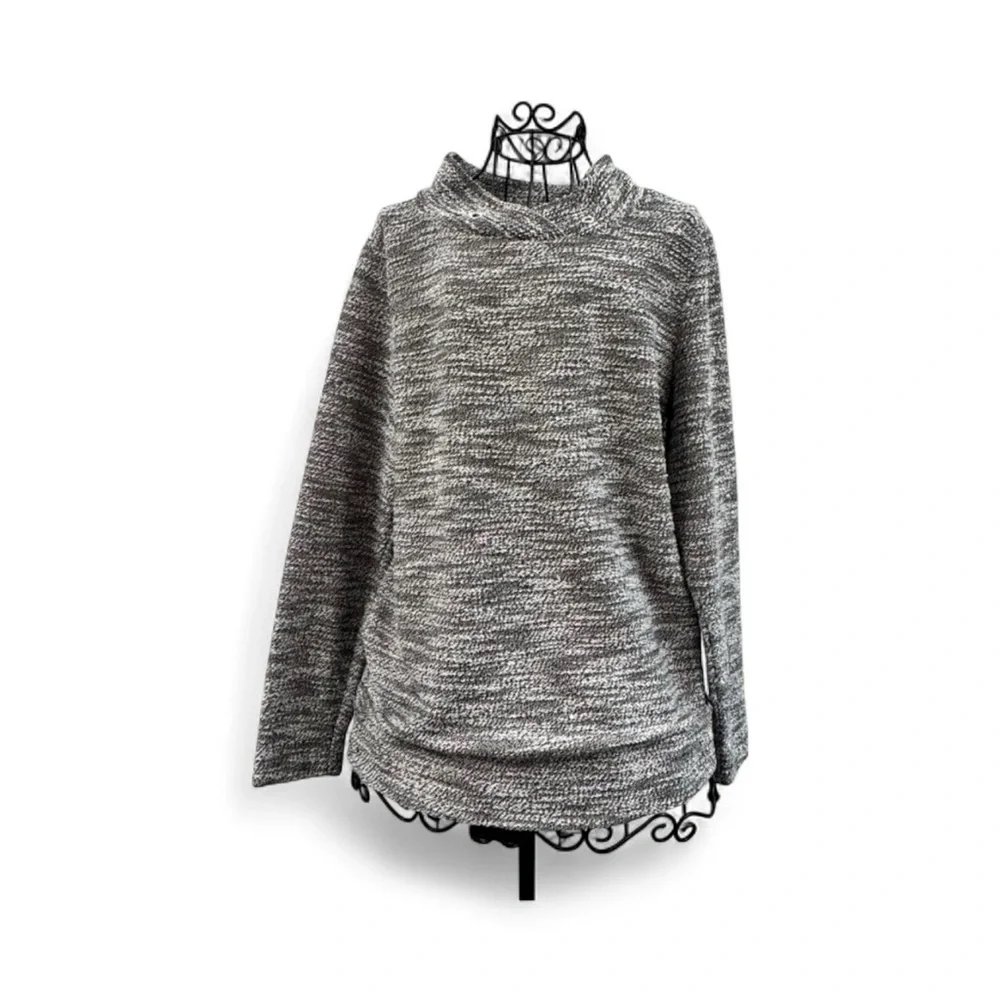 LOFT Gray Marled Turtleneck Sweater